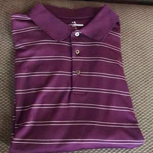 Gently worn. Men’s maroon striped polo. Size XL.